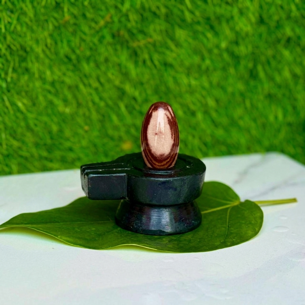 Original Designer Narmadeshwar Shivling with Premium Black Jaladhari (2 Inch)